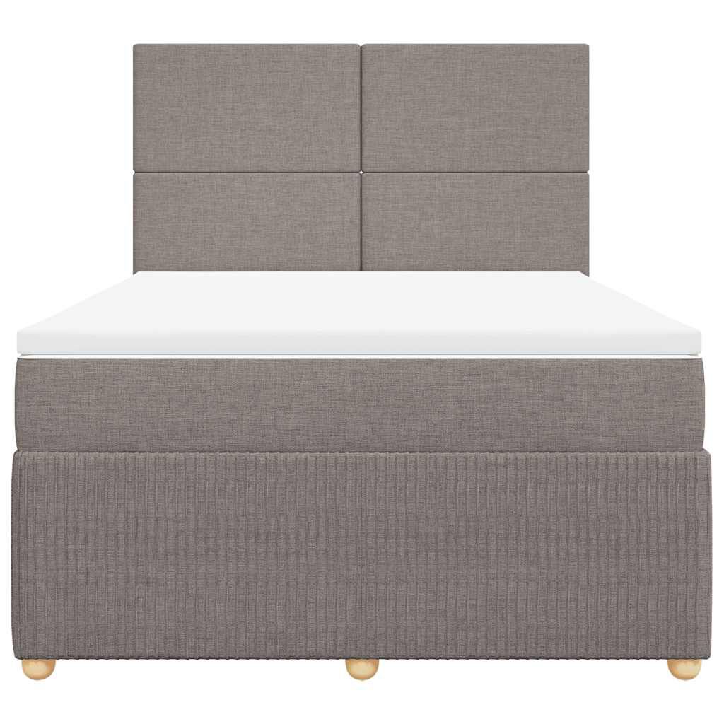 vidaXL Κρεβάτι Boxspring με Στρώμα Taupe 140x190 εκ. Υφασμάτινο