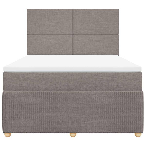 vidaXL Κρεβάτι Boxspring με Στρώμα Taupe 140x190 εκ. Υφασμάτινο
