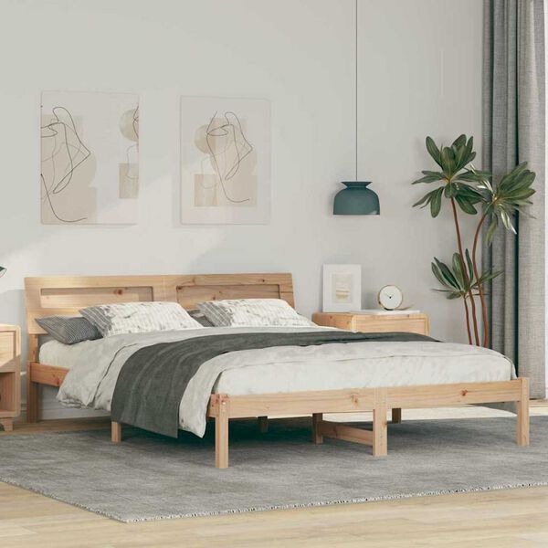 vidaXL Σκελετός Κρεβατιού Καφέ 160 x 200 cm Μασίφ ξύλο πεύκου