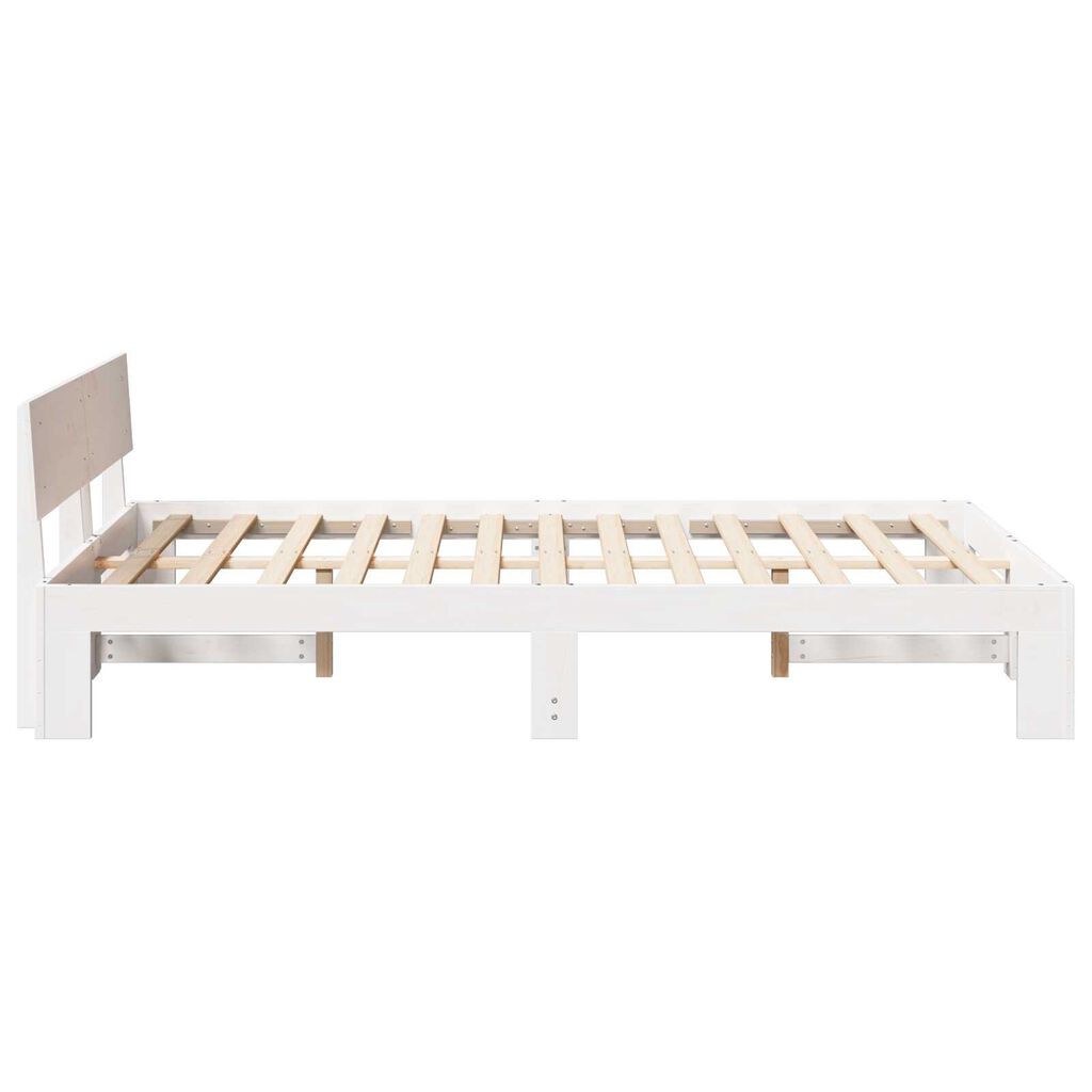 vidaXL Σκελετός Κρεβατιού Λευκό 135 x 190 cm Μασίφ ξύλο πεύκου