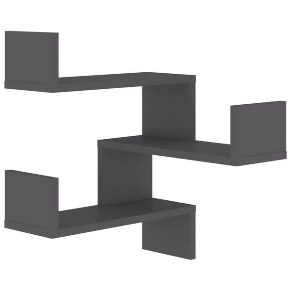 vidaXL Γωνιακές Ραφιέρες Τοίχου 2 τεμ. Γκρι 40x40x50εκ. από Επεξ. Ξύλο