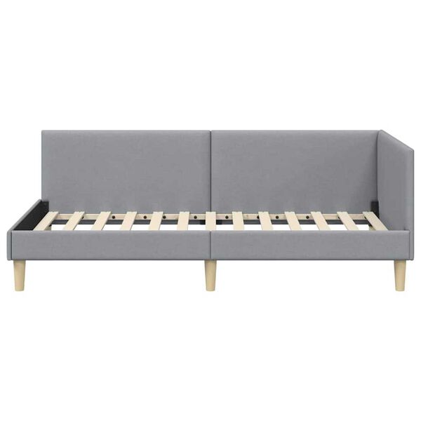 vidaXL Κρεβάτι Γωνίας Ανοιχτό γκρι 90 x 190 cm Ύφασμα και Έργο ξύλου