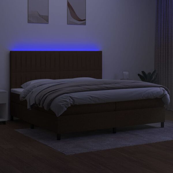 vidaXL &Kappa;&rho;&epsilon;&beta;ά&tau;&iota; Boxspring &mu;&epsilon; &Sigma;&tau;&rho;ώ&mu;&alpha; & LED &Sigma;&kappa;.&Kappa;&alpha;&phi;έ 200x200&epsilon;&kappa;. &Upsilon;&phi;&alpha;&sigma;&mu;ά&tau;&iota;&nu;&omicron;