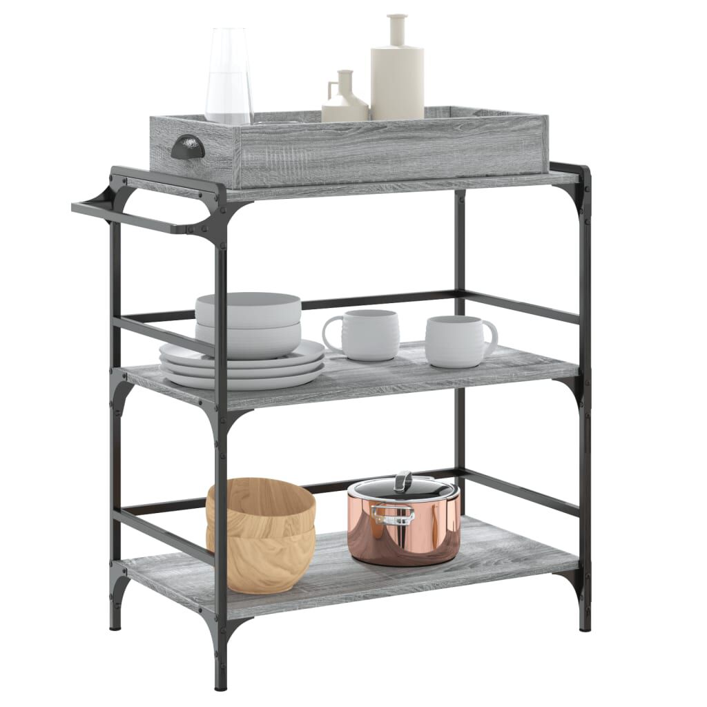 vidaXL Τρόλεϊ Κουζίνας Sonoma Γκρι 81,5x41x92,5 εκ. Επεξεργασμένο Ξύλο