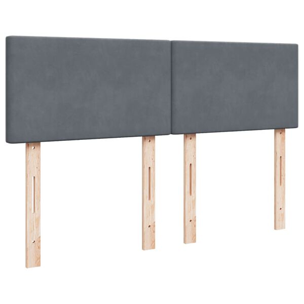 vidaXL Κρεβάτι Boxspring με Στρώμα Σκούρο Γκρι 140x190 εκ. Βελούδινο
