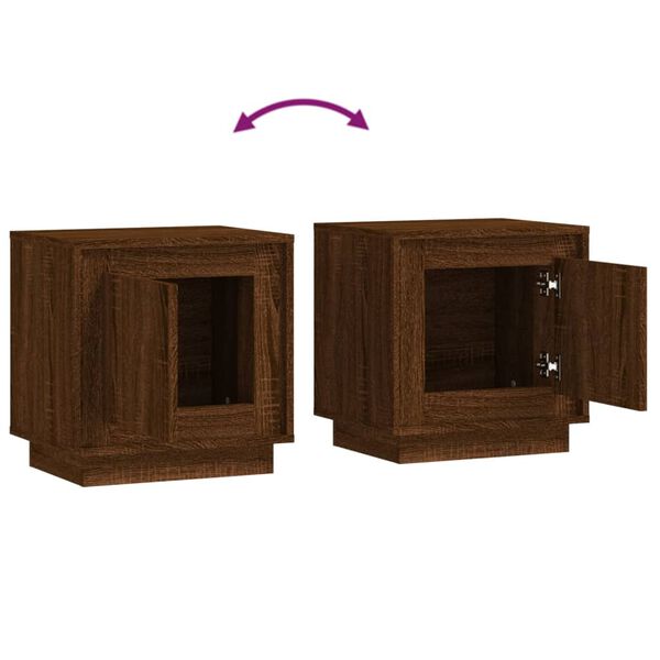 vidaXL Κομοδίνα 2 Τεμ. Καφέ Δρυς 44 x 35 x 45 εκ. Επεξεργασμένο Ξύλο