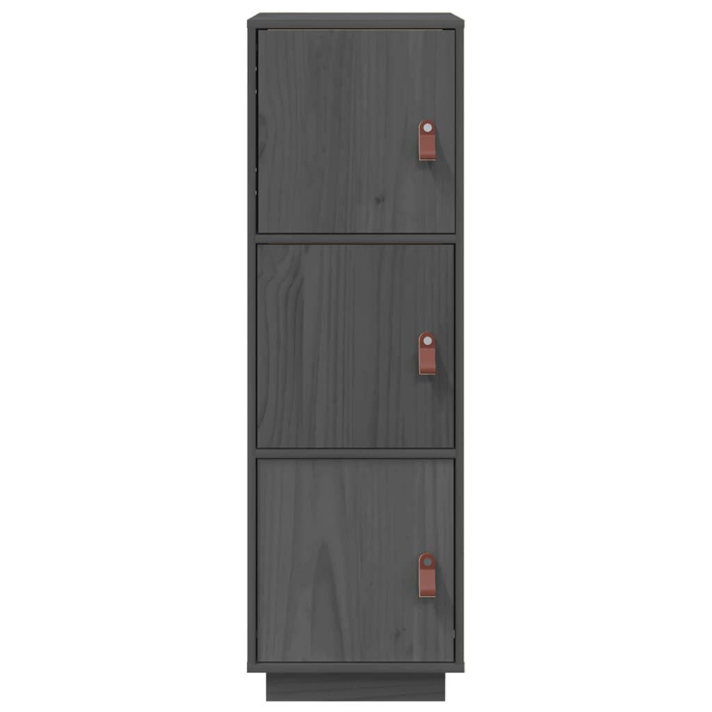 vidaXL Ντουλάπι Ψηλό Γκρι 34 x 40 x 108,5 εκ. από Μασίφ Ξύλο Πεύκου