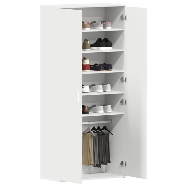 vidaXL Ντουλάπα Παπουτσιών Λευκό 80 x 39 x 180 εκ Επεξεργασμένο ξύλο