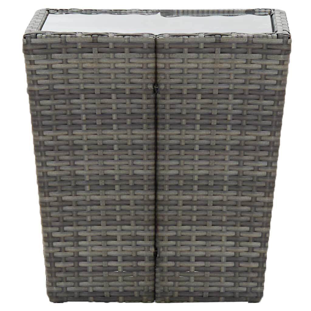 vidaXL Τραπέζι Βοηθητικό Γκρι 41,5x41,5x43 εκ. Συνθ.Ρατάν/Ψημένο Γυαλί