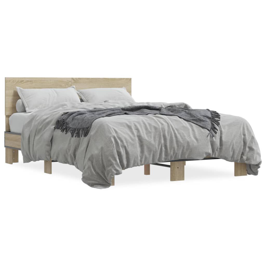 vidaXL Πλαίσιο Κρεβατιού Sonoma Δρυς 120x200 εκ. Επεξ. Ξύλο & Μέταλλο