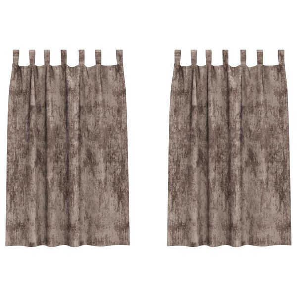 vidaXL Κουρτίνα με κουρτίνες 2 pcs Καπουτσίνο 175 x 140 εκ. Βελούδο