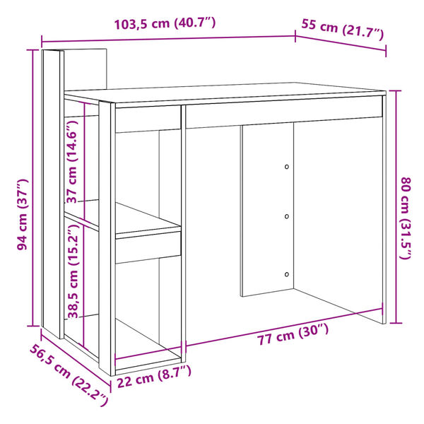 vidaXL Γραφείο Καπνιστή Δρυς 103,5x56,5x94 εκ. από Επεξεργασμένο Ξύλο
