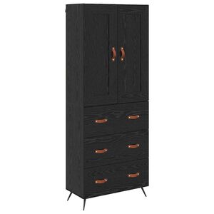 vidaXL Highboard &Mu;&alpha;ύ&rho;&eta; &Omicron;&xi;&upsilon;ά 69,5 x 34 x 180 &epsilon;&kappa;. &Epsilon;&pi;&epsilon;&xi;&epsilon;&rho;&gamma;&alpha;&sigma;&mu;έ&nu;&omicron; &xi;ύ&lambda;&omicron;