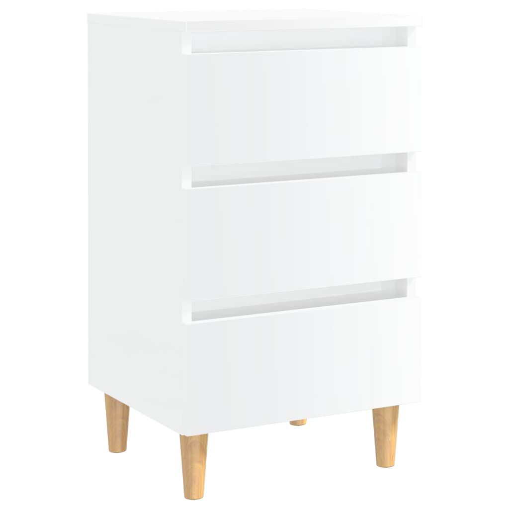 vidaXL Κομοδίνα 2 τεμ. Γυαλ. Λευκό 40 x 35 x 69 εκ. με Ξύλινα Πόδια
