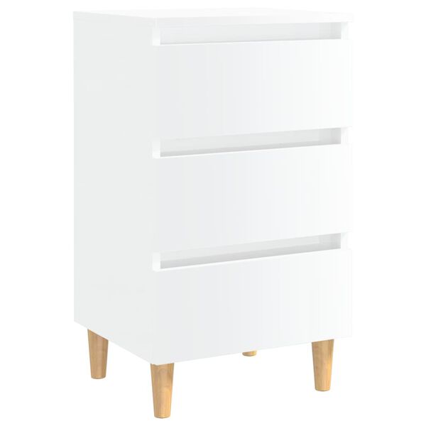 vidaXL Κομοδίνα 2 τεμ. Γυαλ. Λευκό 40 x 35 x 69 εκ. με Ξύλινα Πόδια