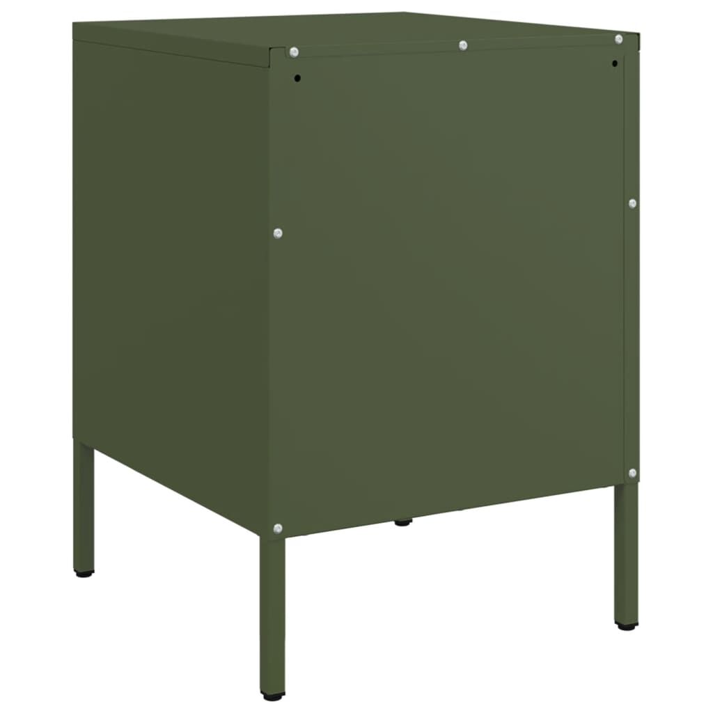 vidaXL Κομοδίνα 2 τεμ. Πράσινο Λαδί 36x39x50,5 εκ. από Χάλυβα