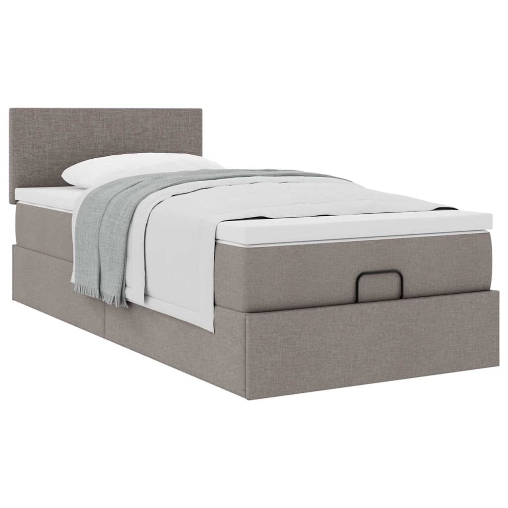 vidaXL Οθωμανικό κρεβάτι με στρώμα Taupe 100x200cm ύφασμα