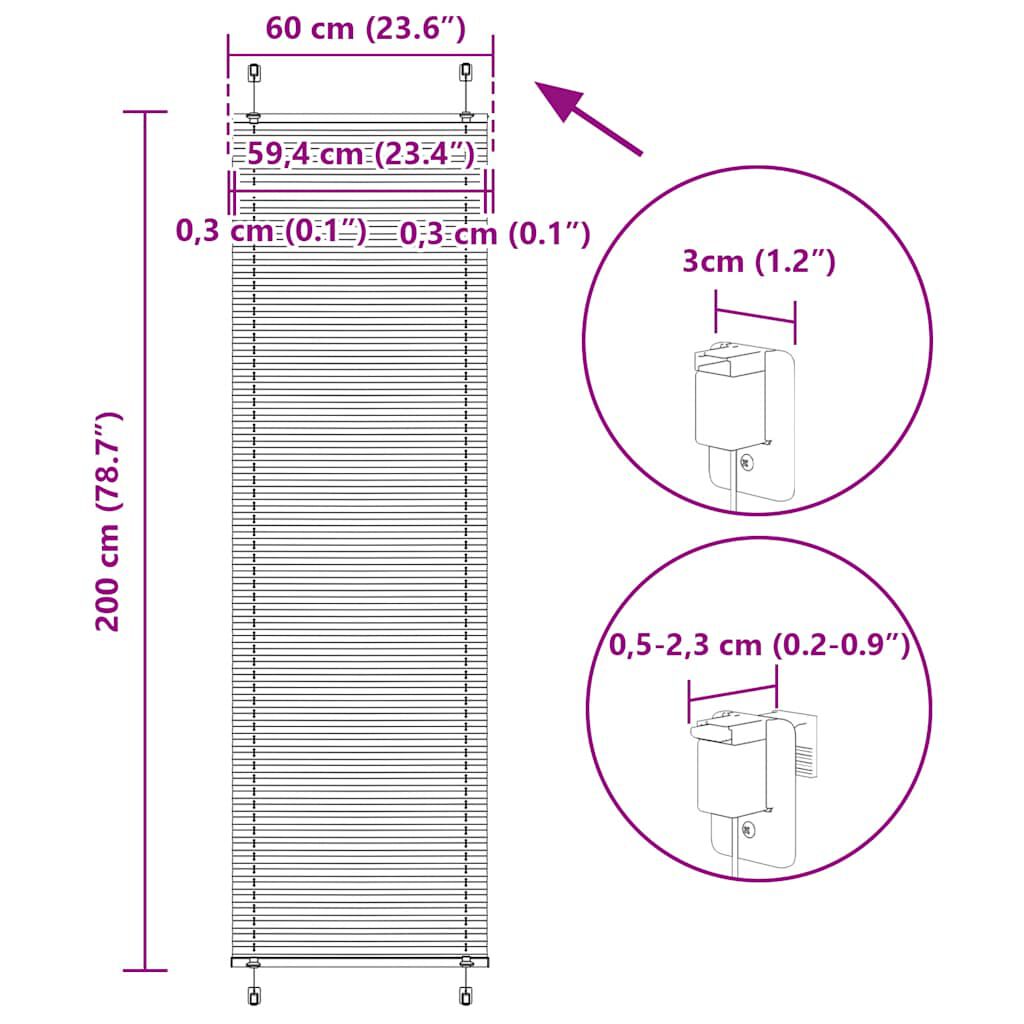 vidaXL Πλισέ περσίδα Ανθρακί 60x200 cm Πλάτος υφάσματος 59,4 cm