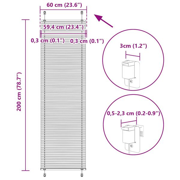 vidaXL Πλισέ περσίδα Ανθρακί 60x200 cm Πλάτος υφάσματος 59,4 cm