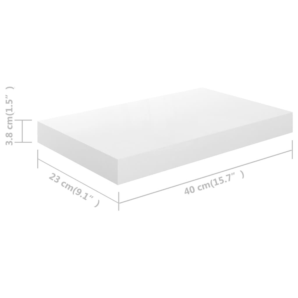 vidaXL Ράφι Τοίχου Γυαλιστερό Άσπρο 40x23x3,8 εκ. MDF