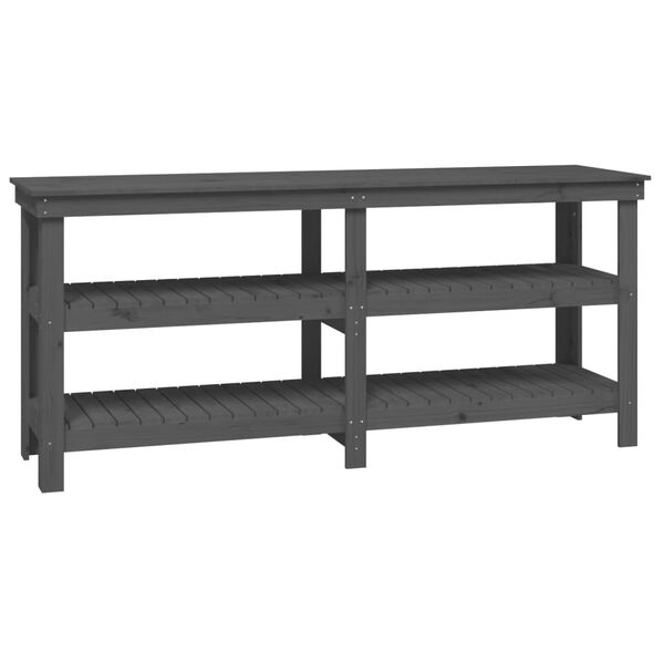 vidaXL Πάγκος Εργασίας Γκρι 181 x 50 x 80 εκ. από Μασίφ Ξύλο Πεύκου
