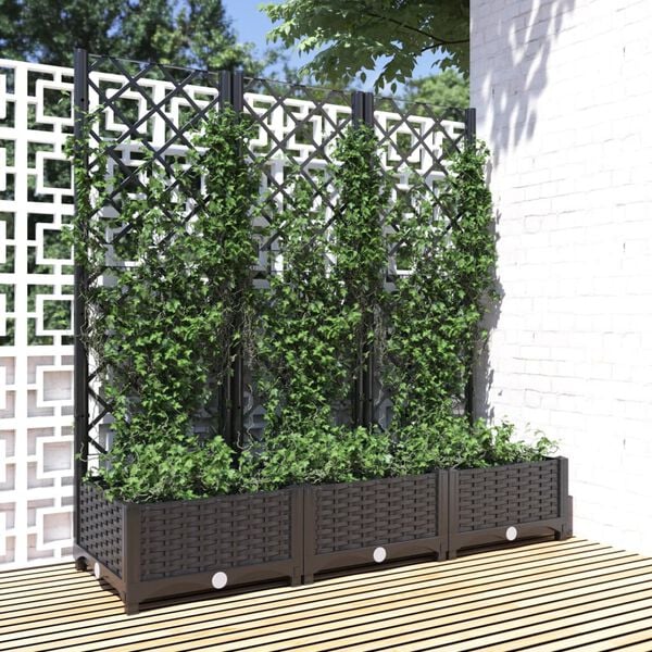 vidaXL Γλάστρα Κήπου με Πλέγμα Μαύρη 120x40x121,5 εκ. από Πολυπροπυλένιο