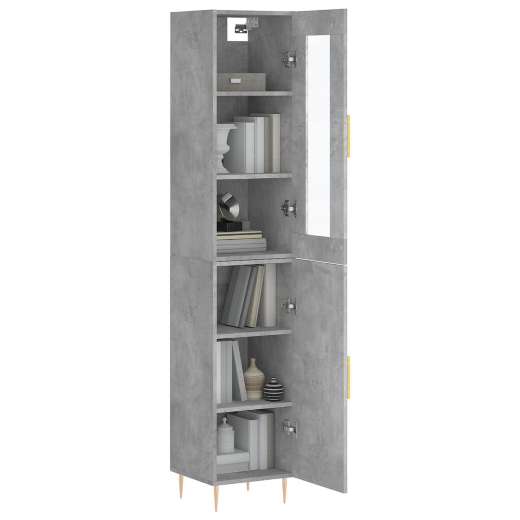 vidaXL Ντουλάπι Γκρι Σκυροδέματος 34,5x34x180 εκ. Επεξεργασμένο Ξύλο