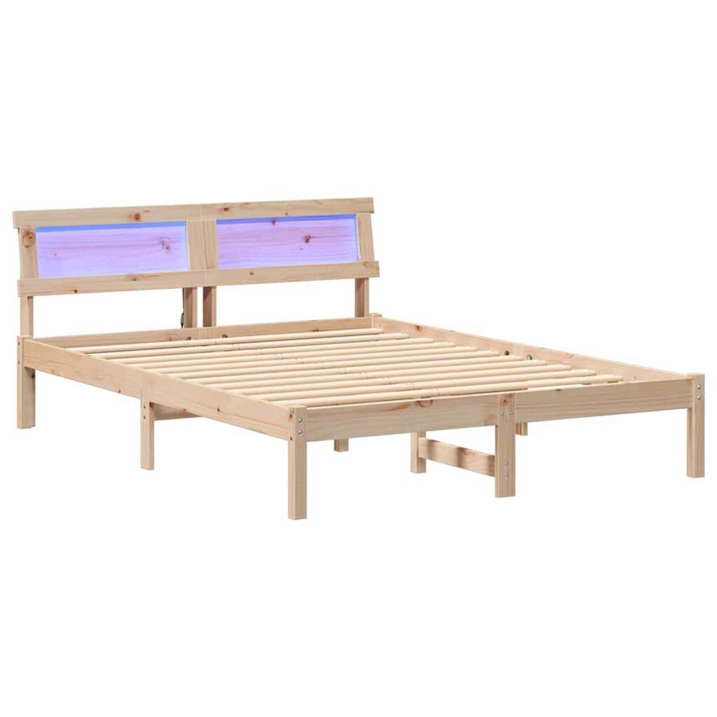 vidaXL Σκελετός Κρεβατιού Καφέ 135 x 190 cm Μασίφ ξύλο πεύκου