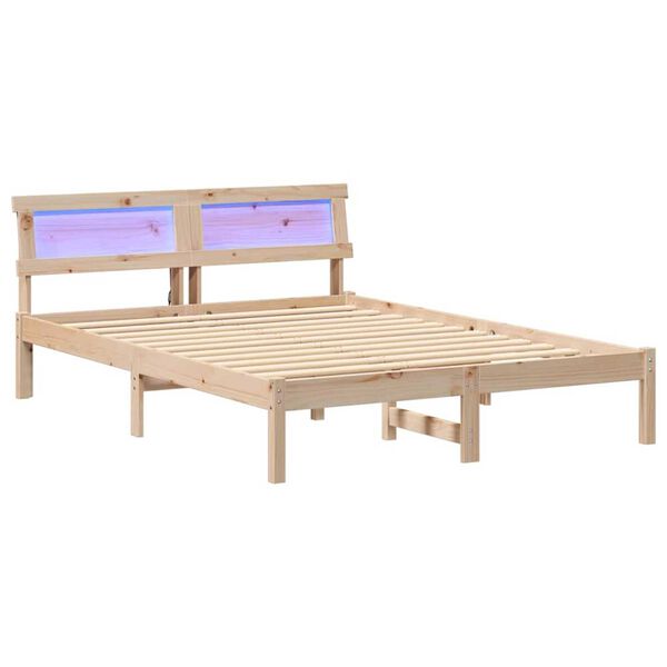 vidaXL Σκελετός Κρεβατιού Καφέ 135 x 190 cm Μασίφ ξύλο πεύκου