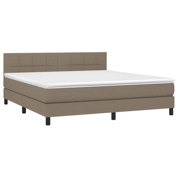 vidaXL &Kappa;&rho;&epsilon;&beta;ά&tau;&iota; Boxspring &mu;&epsilon; &Sigma;&tau;&rho;ώ&mu;&alpha; & LED Taupe 180x200 &epsilon;&kappa;. &Upsilon;&phi;&alpha;&sigma;&mu;ά&tau;&iota;&nu;&omicron;