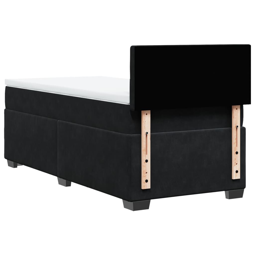 vidaXL Κρεβάτι Boxspring με Στρώμα Μαύρο 90x200 εκ. Βελούδινο
