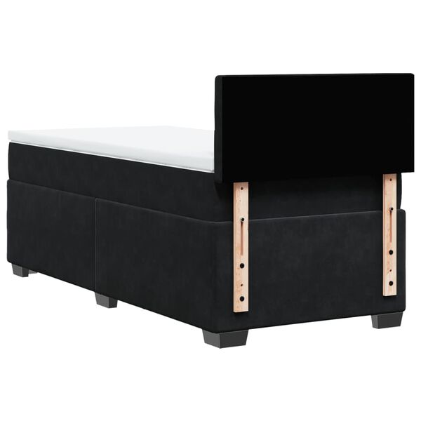 vidaXL Κρεβάτι Boxspring με Στρώμα Μαύρο 90x200 εκ. Βελούδινο