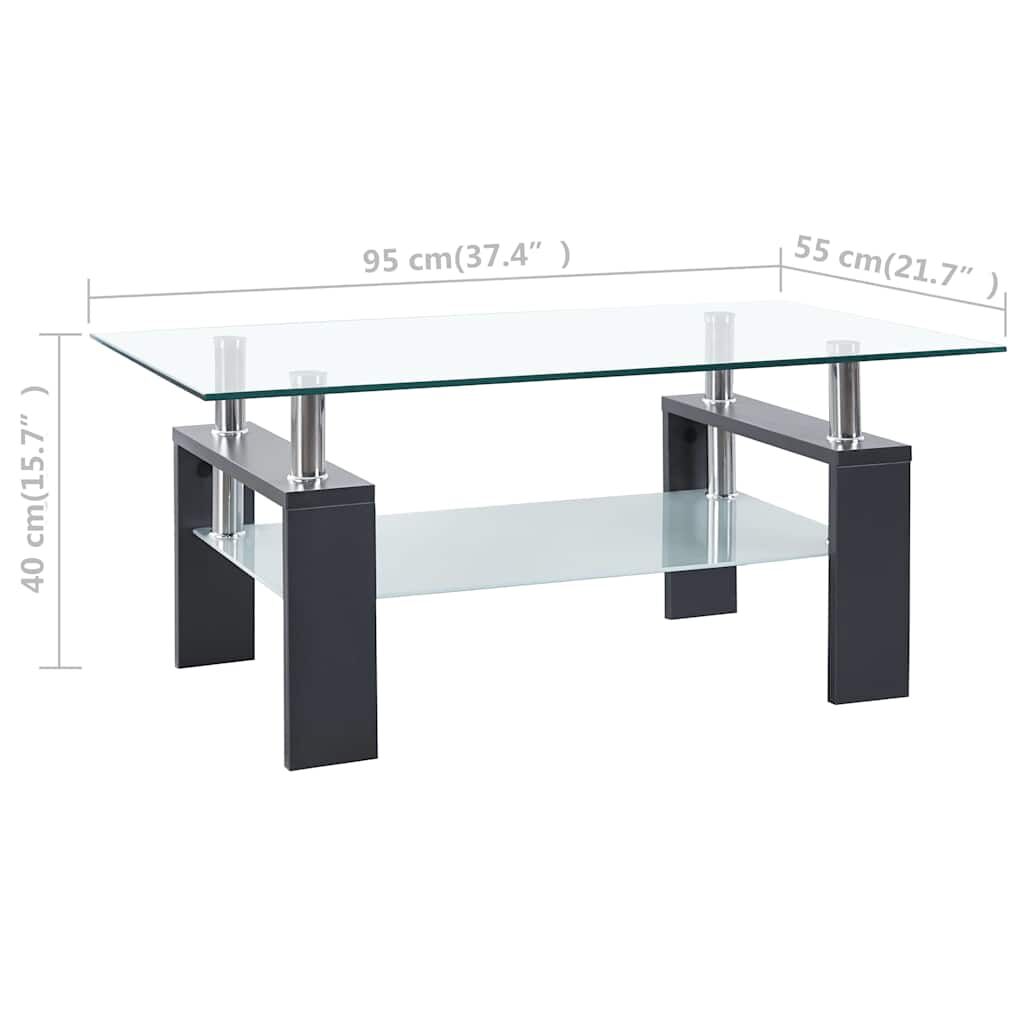 vidaXL Τραπεζάκι Σαλονιού Γκρι και Διαφανές 95x55x40 εκ. Ψημένο Γυαλί
