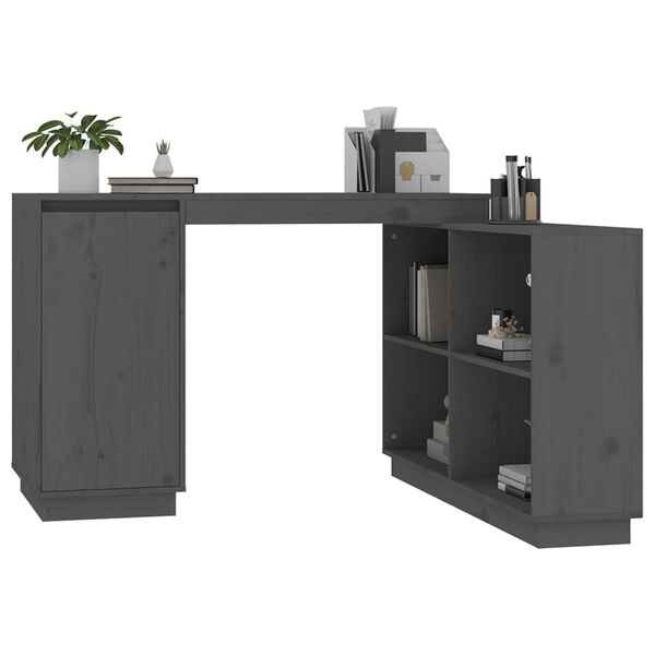vidaXL Γραφείο Γκρι 110 x 50 x 75 εκ. από Μασίφ Ξύλο Πεύκου