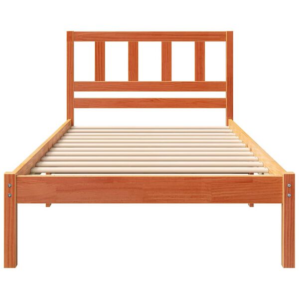 vidaXL Σκελετός Κρεβατιού Καφέ κεριού 90 x 200 cm Μασίφ ξύλο πεύκου