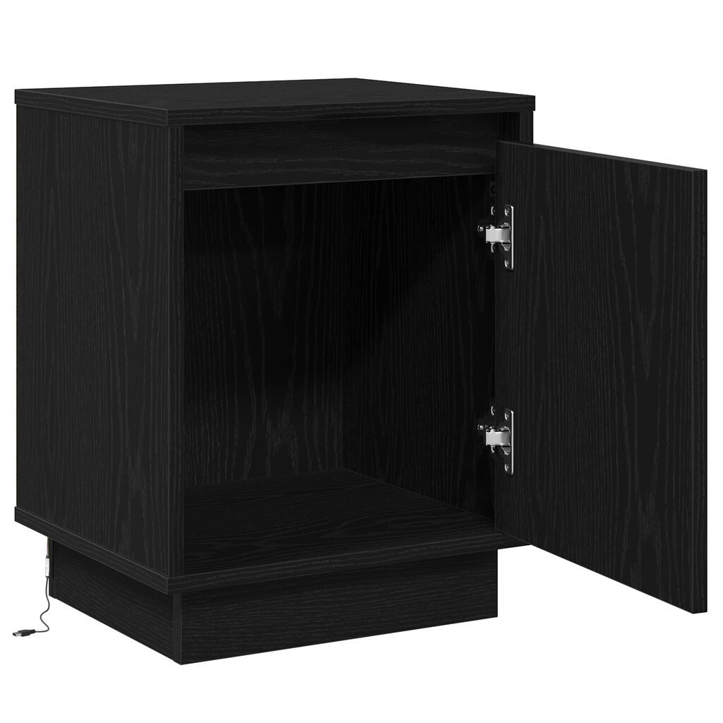 vidaXL Κομοδίνο με LED Φώτα Μαύρο 39x34,5x50 εκ.