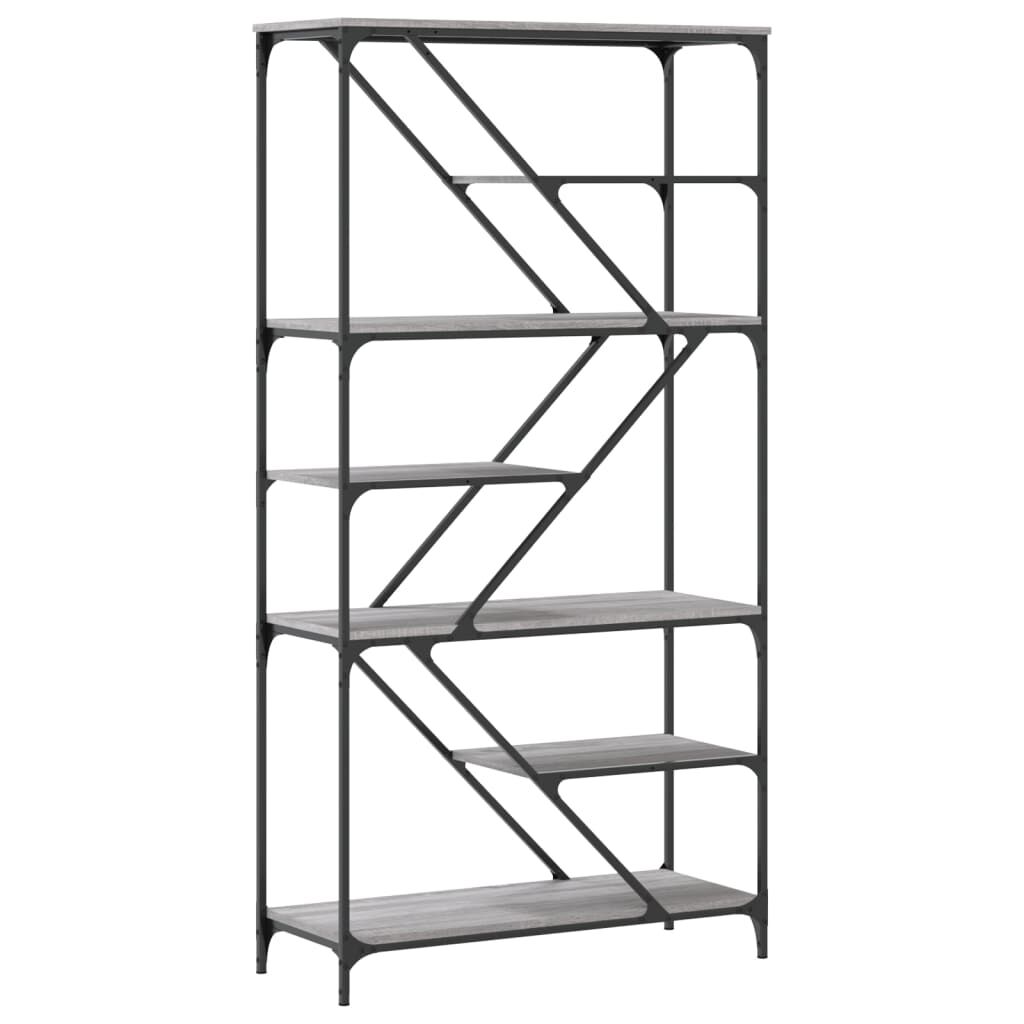 vidaXL Βιβλιοθήκη Γκρι Sonoma 91 x 36 x 176 εκ. Επεξεργ. Ξύλο / Ατσάλι