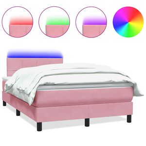 vidaXL &Kappa;&rho;&epsilon;&beta;ά&tau;&iota; Boxspring &mu;&epsilon; &Sigma;&tau;&rho;ώ&mu;&alpha; & LED &rho;&omicron;&zeta; 120x220 cm &Beta;&epsilon;&lambda;&omicron;ύ&delta;&iota;&nu;&omicron;