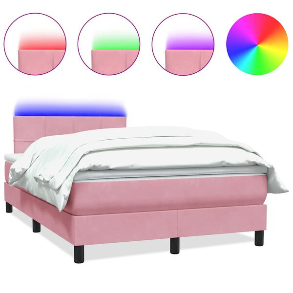 vidaXL &Kappa;&rho;&epsilon;&beta;ά&tau;&iota; Boxspring &mu;&epsilon; &Sigma;&tau;&rho;ώ&mu;&alpha; & LED &rho;&omicron;&zeta; 120x220 cm &Beta;&epsilon;&lambda;&omicron;ύ&delta;&iota;&nu;&omicron;