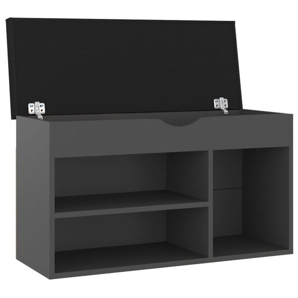 vidaXL Παπουτσοθήκη Γκρι 80 x 30 x 47 εκ. Επεξ. Ξύλο με Μαξιλάρι