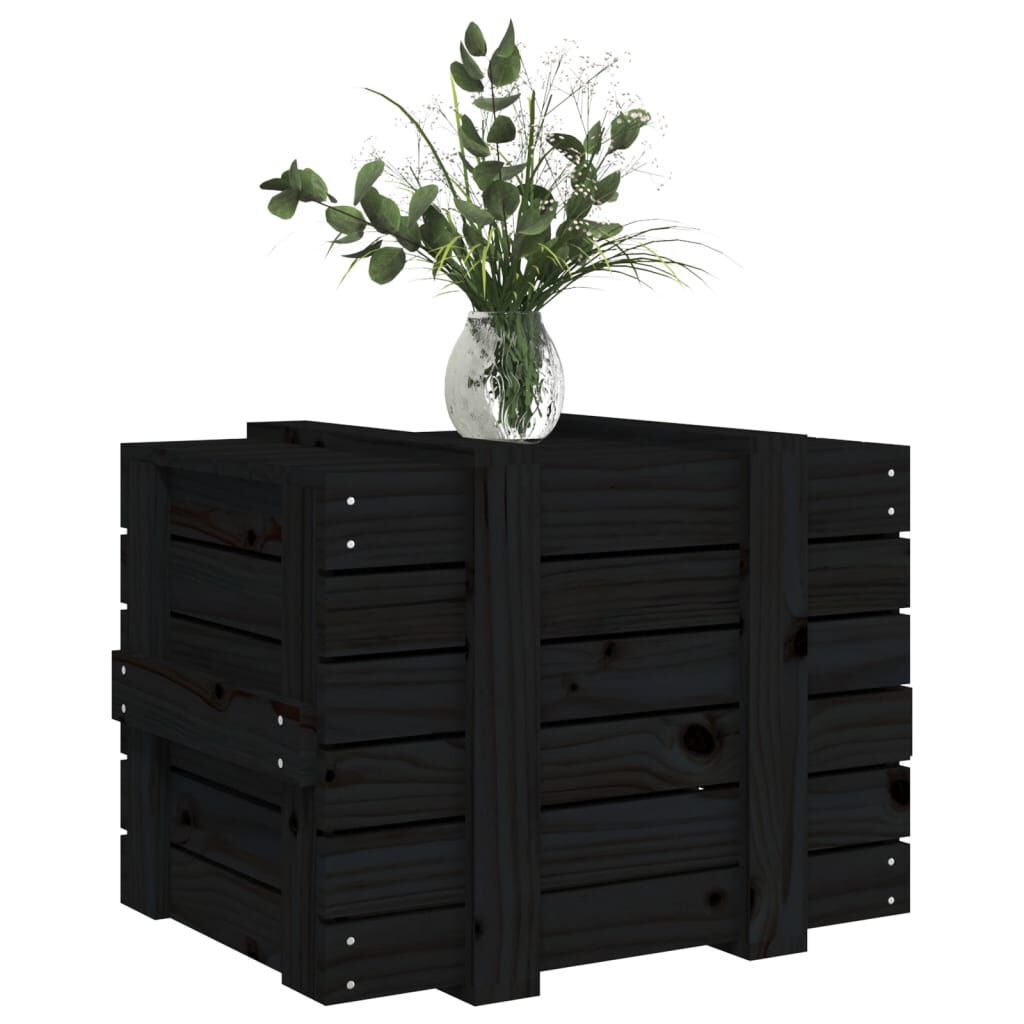 vidaXL Κουτί Αποθήκευσης Μαύρα 58x40,5x42 εκ. Μασίφ Ξύλο Πεύκου
