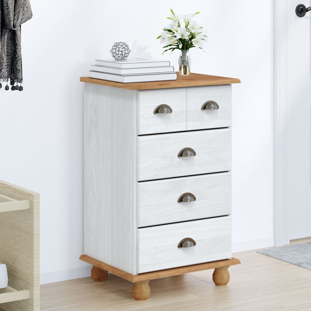 vidaXL Κουτί Με Συρτάρια 'ASKIM' Λευκό 45.8x40x79 cm Στερεό Ξύλο Πεύκου