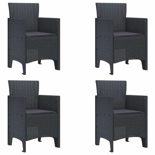 vidaXL Καρέκλα Κήπου 4 pcs Ανθρακί 53 x 49 x 85 εκ. PP