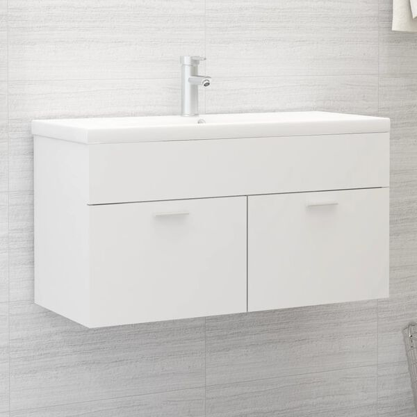 vidaXL Ντουλάπι Νιπτήρα Λευκό 90 x 38,5 x 46 εκ. από Επεξ. Ξύλο
