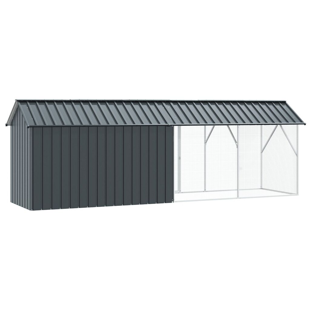 vidaXL Κλουβί Πουλιών με Προέκταση Ανθρακί 112x442x141 εκ Ατσάλι