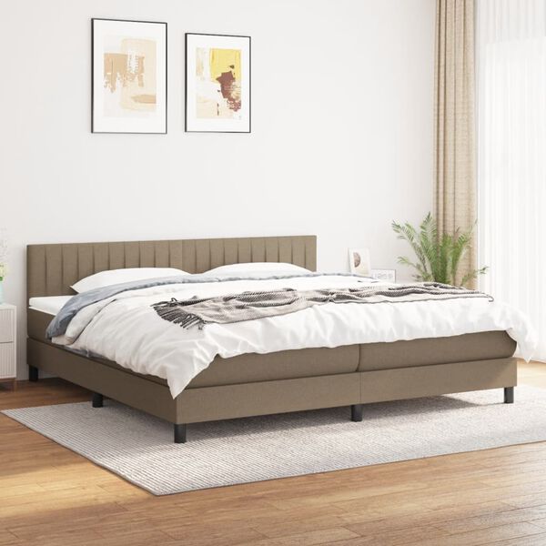 vidaXL &Kappa;&rho;&epsilon;&beta;ά&tau;&iota; Boxspring &mu;&epsilon; &Sigma;&tau;&rho;ώ&mu;&alpha; Taupe 200x200 &epsilon;&kappa;. &Upsilon;&phi;&alpha;&sigma;&mu;ά&tau;&iota;&nu;&omicron;