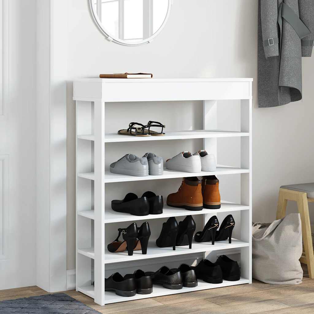 Ράφι παπουτσιών vidaXL Λευκό 80x30x98 cm Κατασκευασμένο ξύλο