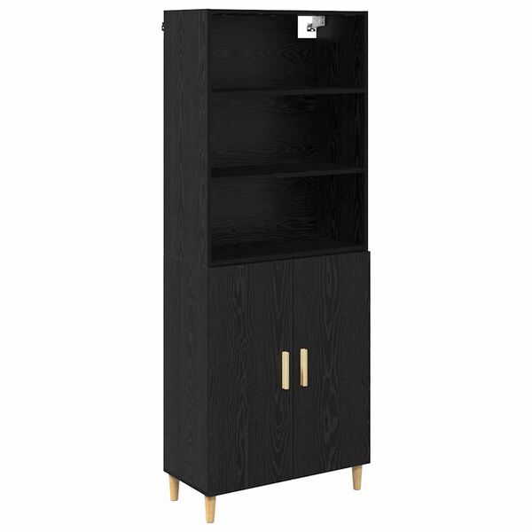 vidaXL Highboard &Mu;&alpha;ύ&rho;&eta; &Omicron;&xi;&upsilon;ά 69,5 x 32,5 x 180 &epsilon;&kappa; &Epsilon;&pi;&epsilon;&xi;&epsilon;&rho;&gamma;&alpha;&sigma;&mu;έ&nu;&omicron; &xi;ύ&lambda;&omicron;