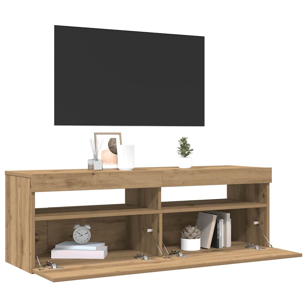 vidaXL Έπιπλο Τηλεόρασης με LED Αρτισιανή Δρυς 120x35x40 εκ Επεξ.Ξύλο