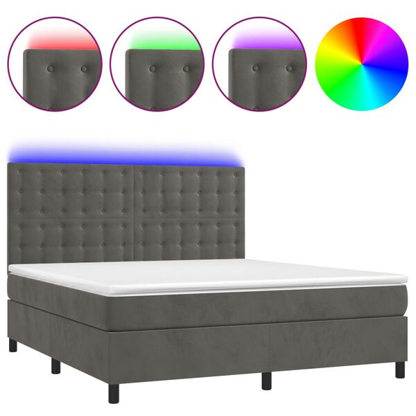 vidaXL &Kappa;&rho;&epsilon;&beta;ά&tau;&iota; Boxspring &mu;&epsilon; &Sigma;&tau;&rho;ώ&mu;&alpha; & LED &Sigma;&kappa;. &Gamma;&kappa;&rho;&iota; 160x200&epsilon;&kappa;. &Beta;&epsilon;&lambda;&omicron;ύ&delta;&iota;&nu;&omicron;